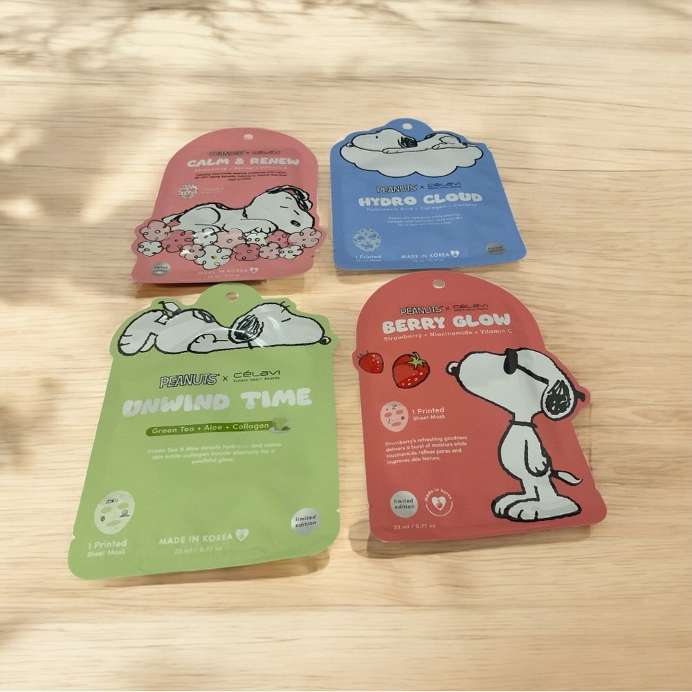 Peanuts X Celavi Simple Smart Beauty-Made in Korea-Individual Sheet Mask-2/$10